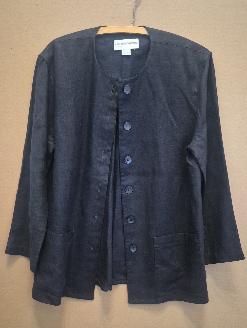 Vintage Collarless Linen Blazer 12 Minimalist Quiet Luxury Natural Fiber Jacket
